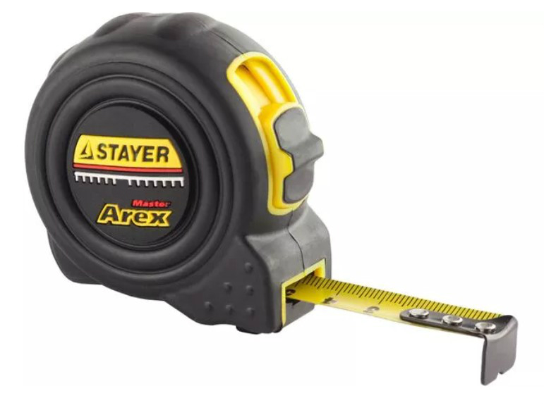 Рулетка STAYER "PROFI" "AREX", двухкомпонентный противоударный корпус, упрочненное полотно, 10м/25мм 3410-10_z01
