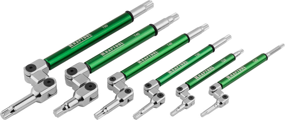 Набор имбусовых ключей Kraftool INDUSTRIE, Cr-Mo сталь, S2, шарнирная конструкция, TORX, 6шт, в чехле 27453-H6