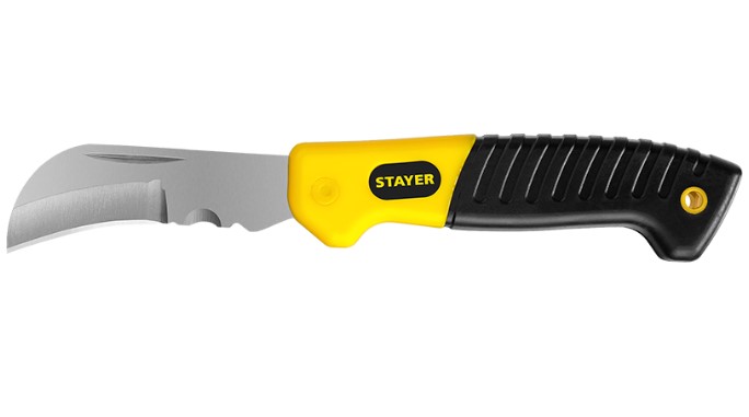 SK-С нож монтерский, складной, изогнутое лезвие, STAYER Professional