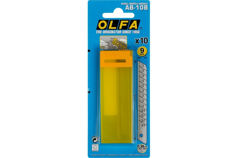 Лезвие OLFA сегментированное, 9х80х0,38мм, 10шт