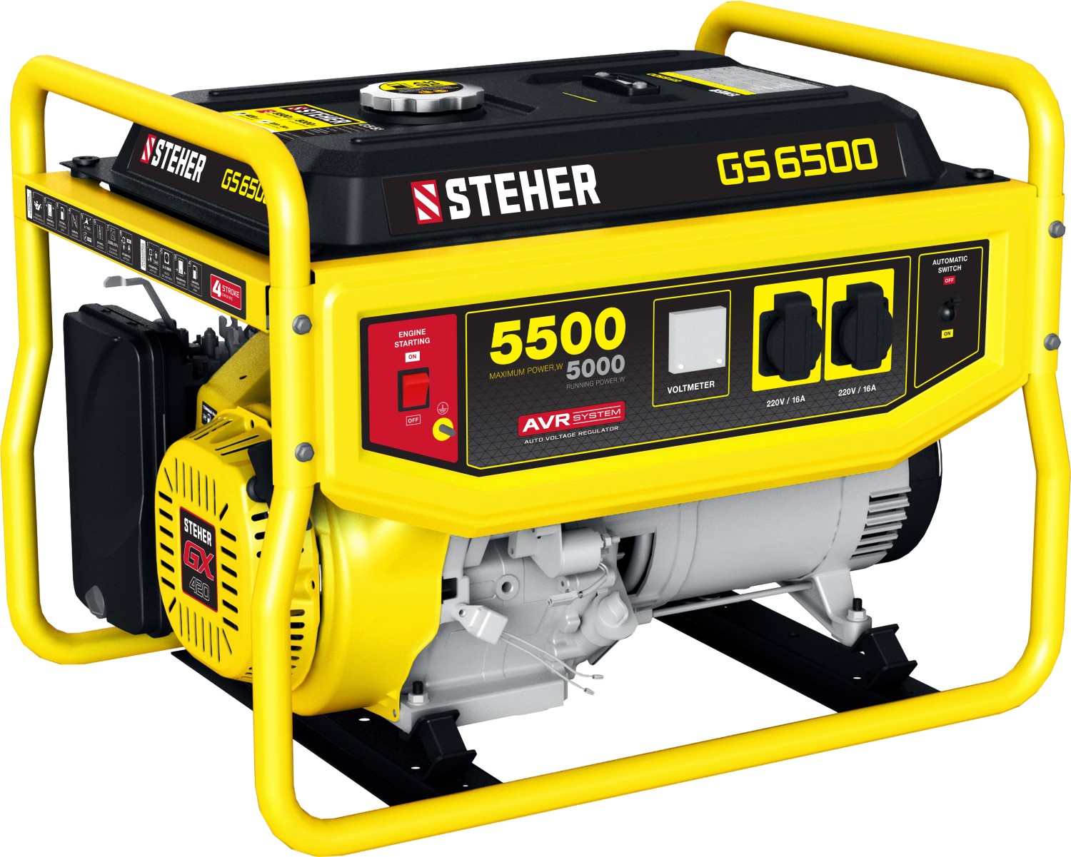 GS-6500 бензиновый генератор, 5500 Вт, STEHER