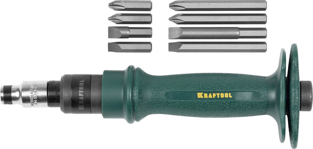 Отвертка KRAFTOOL ударно-поворотная, реверсивная, сменные биты, 8шт, набор 10 предметов
