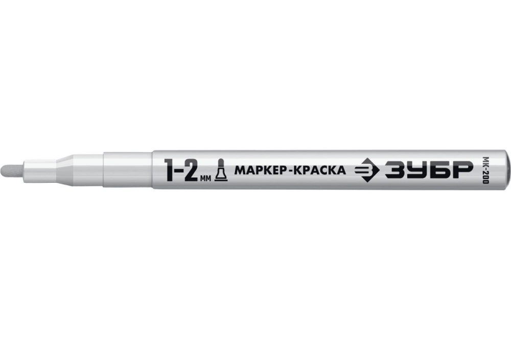 Маркер-краска ЗУБР, 1 мм круглый, белый, МК-200, серия Профессионал