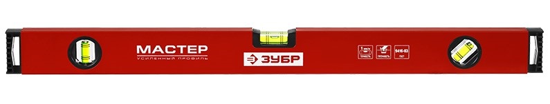 Уровень ЗУБР коробчатый, крашеный, 3 ампулы, фрезерованная базовая поверхность, 100 см