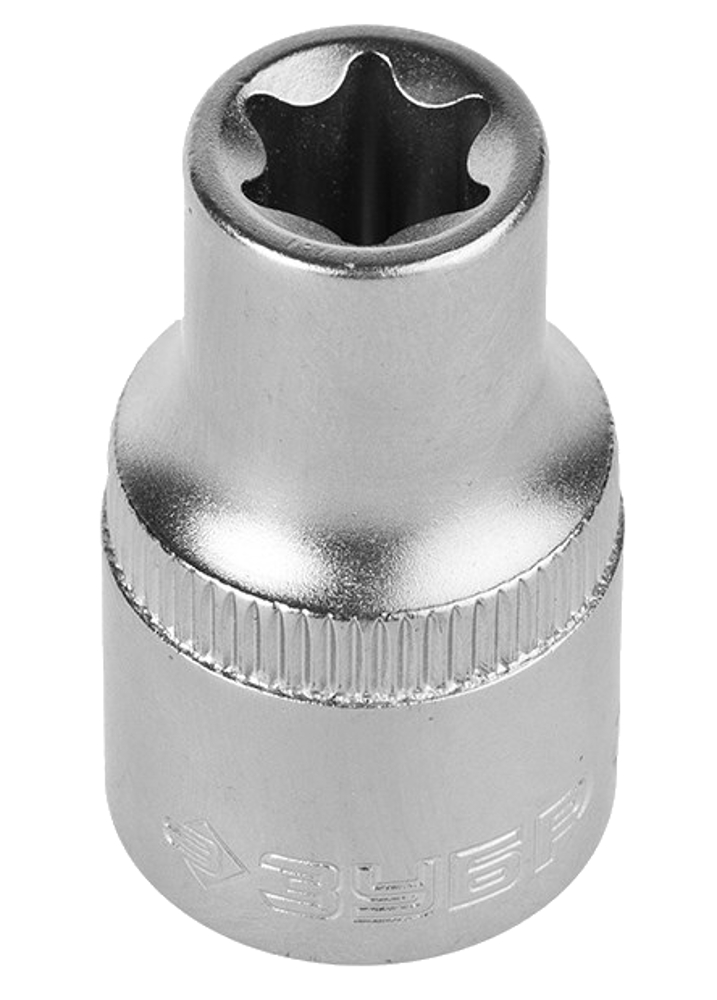 Головка торцовая ЗУБР "Мастер" (1/2"), Cr-V, E-TORX, хроматированное покрытие, E22
