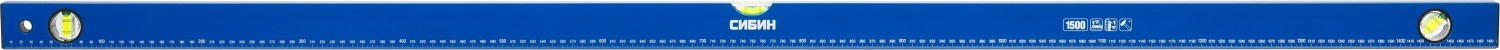 Коробчатый уровень, 3 противоударных ампулы, измерительная линейка, 150см СИБИН 34605-150