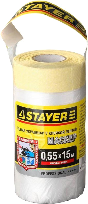 Пленка STAYER "PROFESSIONAL" защитная с клейкой лентой "МАСКЕР", HDPE, 9мкм, 0,55х15м