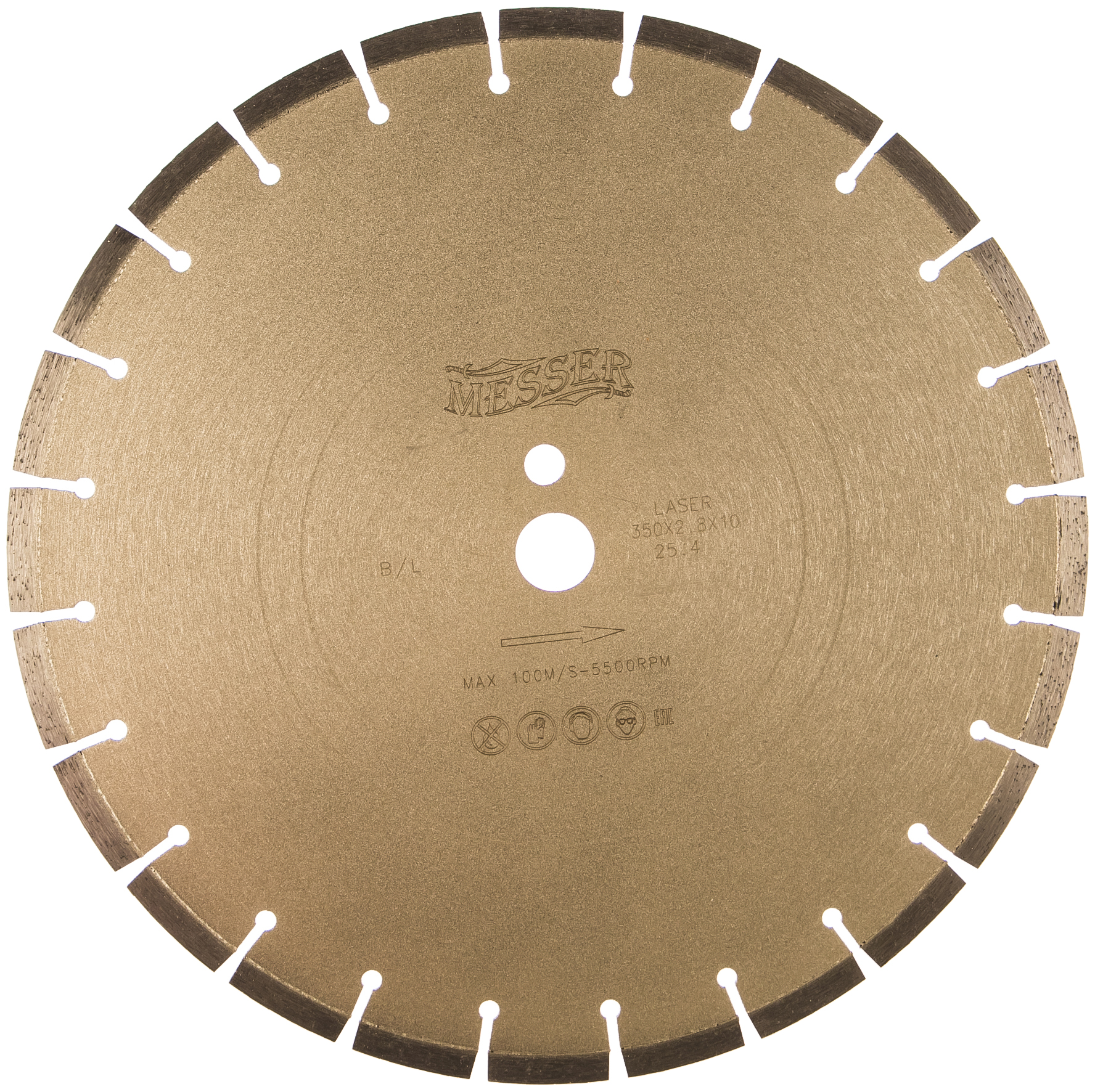 Диск алмазный сегментный B/L по бетону 350D-2.8T-10W-24S-25.4 MESSER 01-13-350