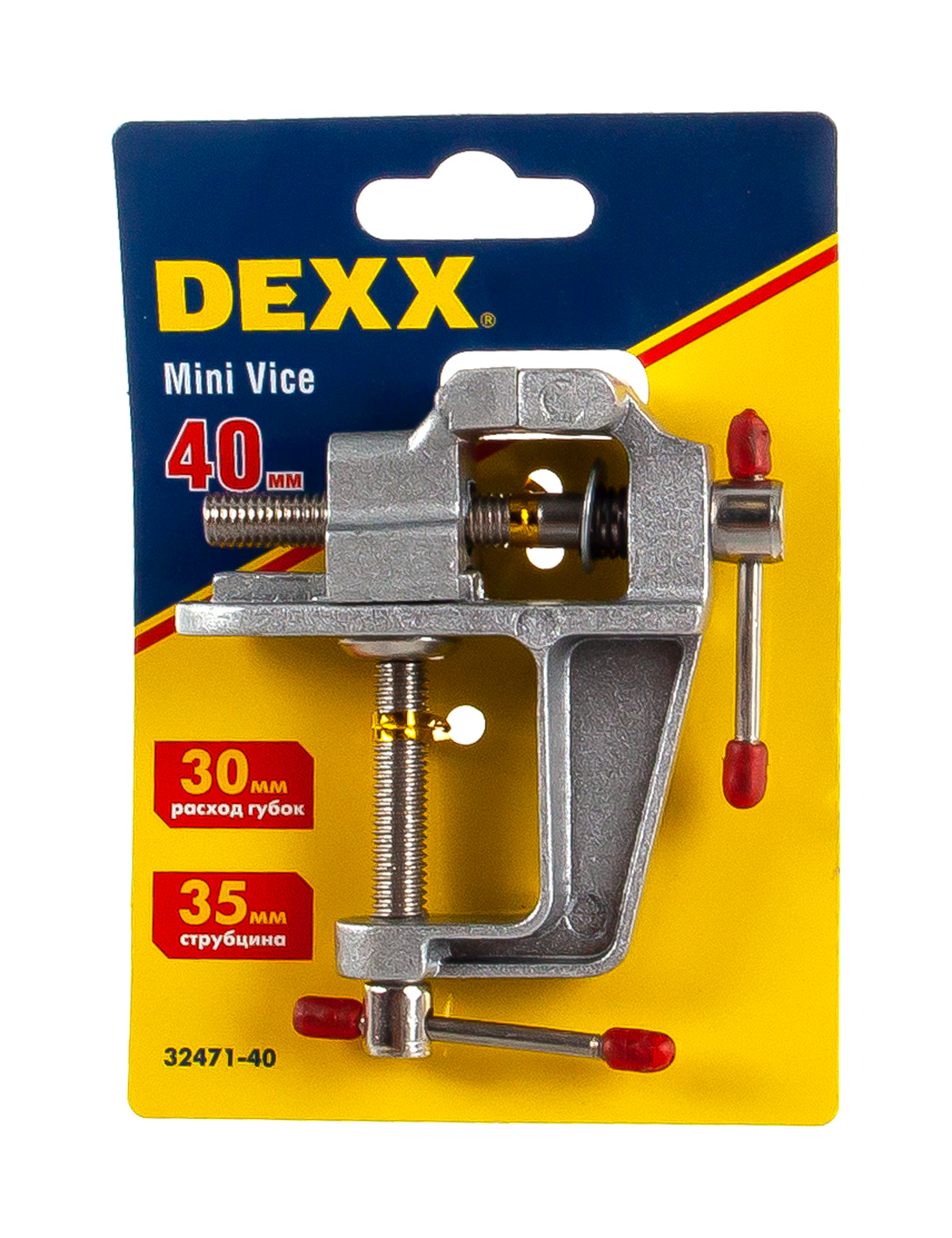 Настольные мини тиски с винтовым зажимом DEXX 40 мм 32471-40