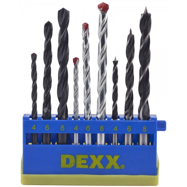 DEXX по металлу d 4-6-8мм, по дереву d 4-6-8мм, по кирпичу d 4-6-8мм, сверла комбинированные