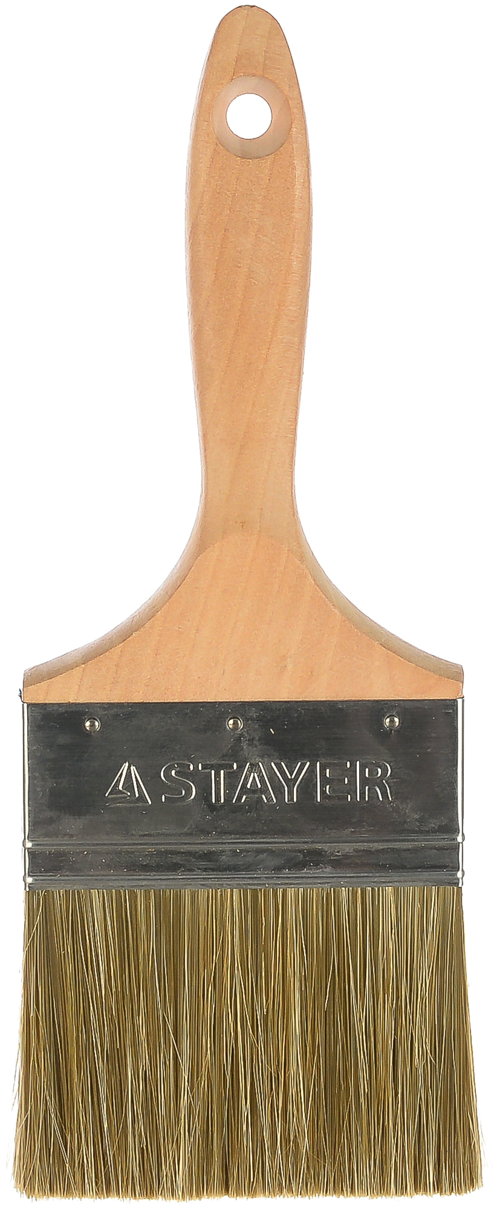 Кисть плоская STAYER "LASUR - LUX", деревянная ручка, смешанная щетина, 100мм