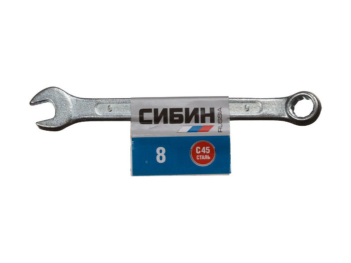 Ключ комбинированный гаечный белый цинк 8 мм СИБИН 27089-08