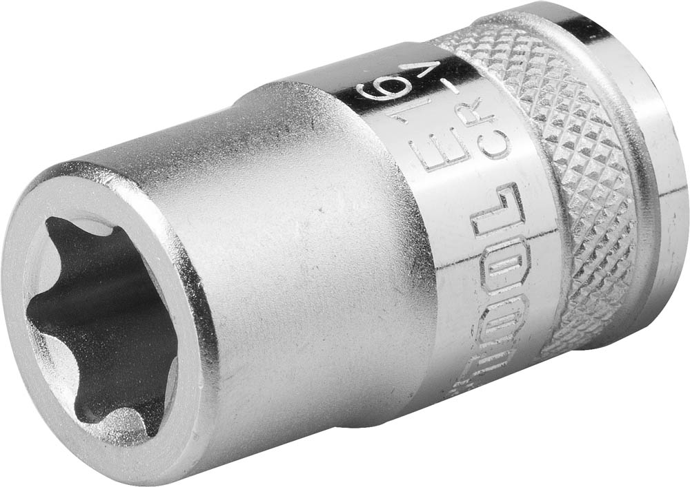 Торцовая головка KRAFTOOL "INDUSTRIE QUALITAT", Cr-V, внешний TORX, хромосатинированная, 1/2", Е 18