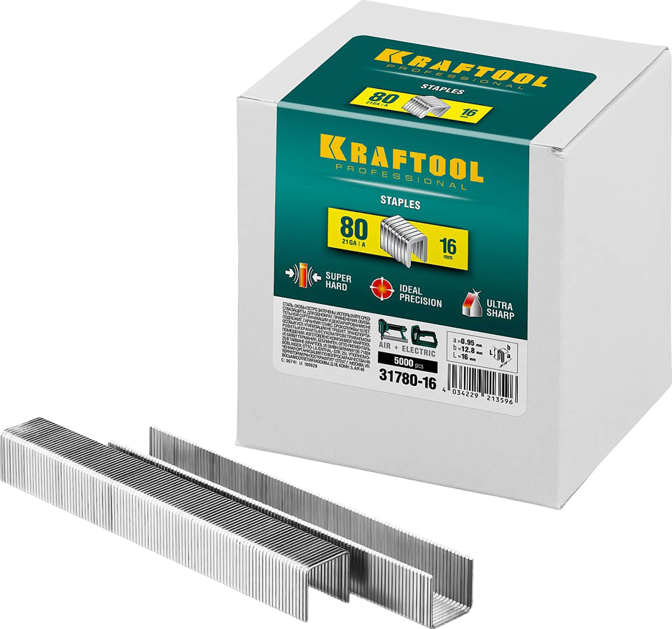 KRAFTOOL 16  мм скобы для степлера тип 80, 5000 шт