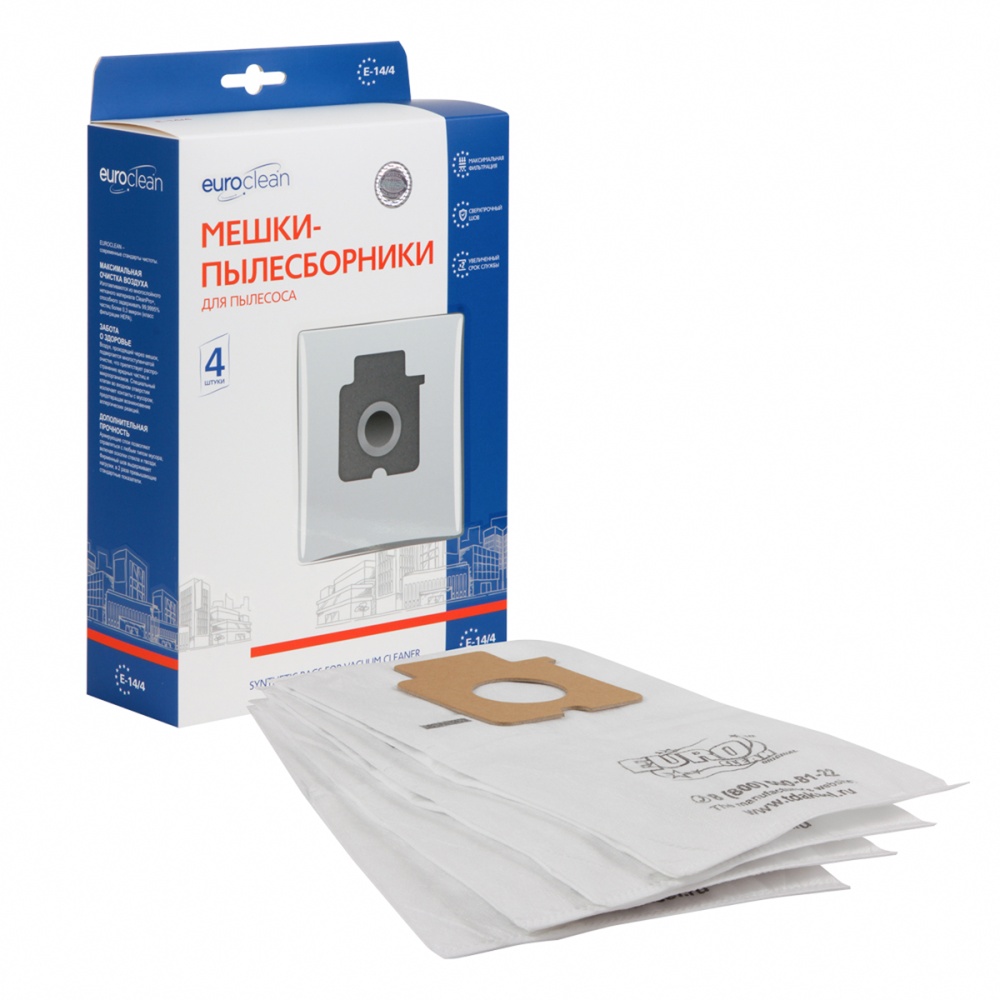 Мешки-пылесборники Euroclean синтетические 4 шт для PANASONIC, BLACK&DECKER, SAMSUNG