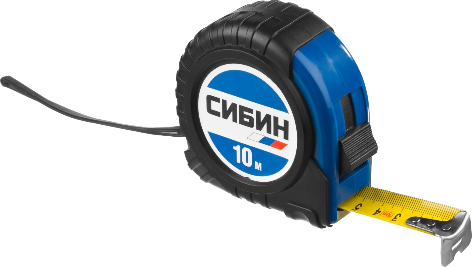 Рулетка в ударостойком обрезиненном корпусе СИБИН 10м / 25мм 34019-10-25