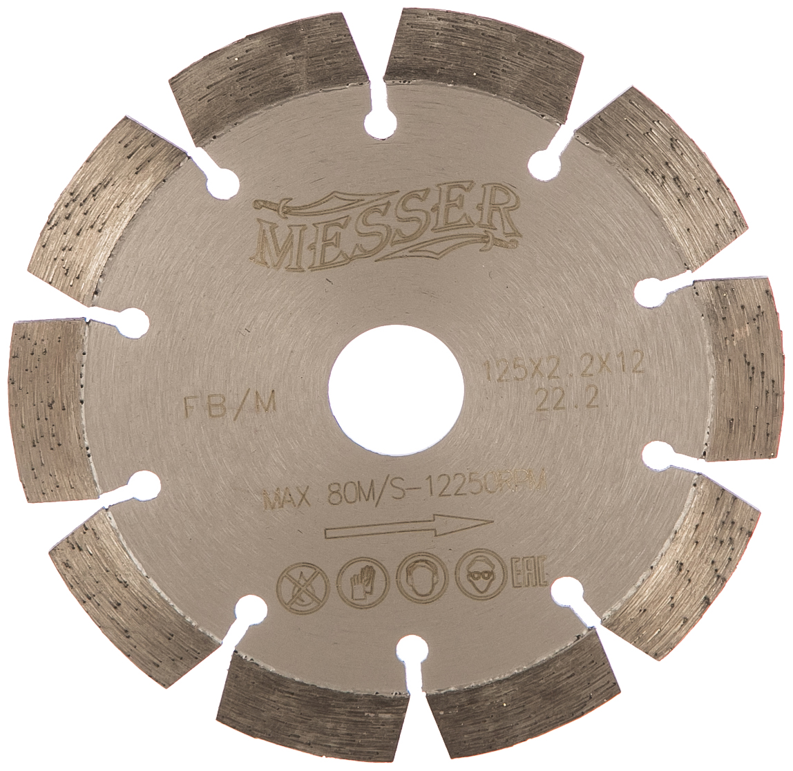 Диск алмазный сегментный FB/M по железобетону 125D-2.2T-12W-10S-22.2 MESSER 01-15-125