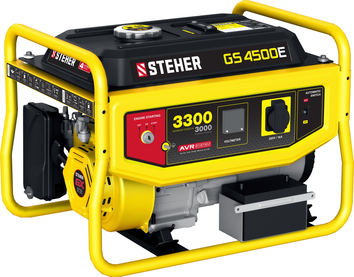 GS-4500 бензиновый генератор, 3300 Вт, STEHER