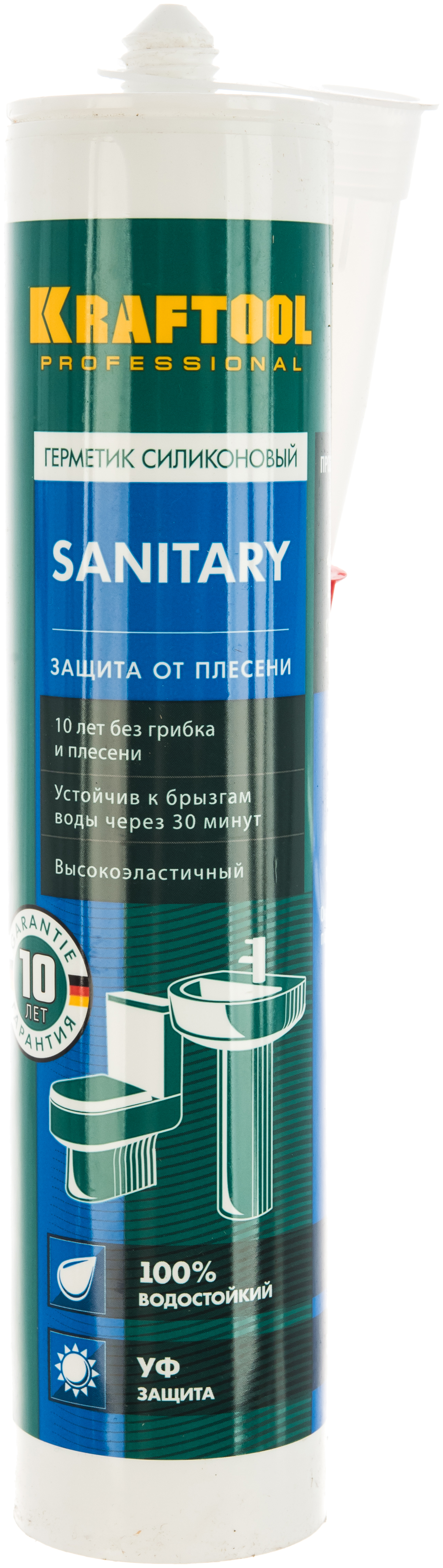 Санитарный силиконовый герметик KRAFTOOL Sanitary 300 мл прозрачный