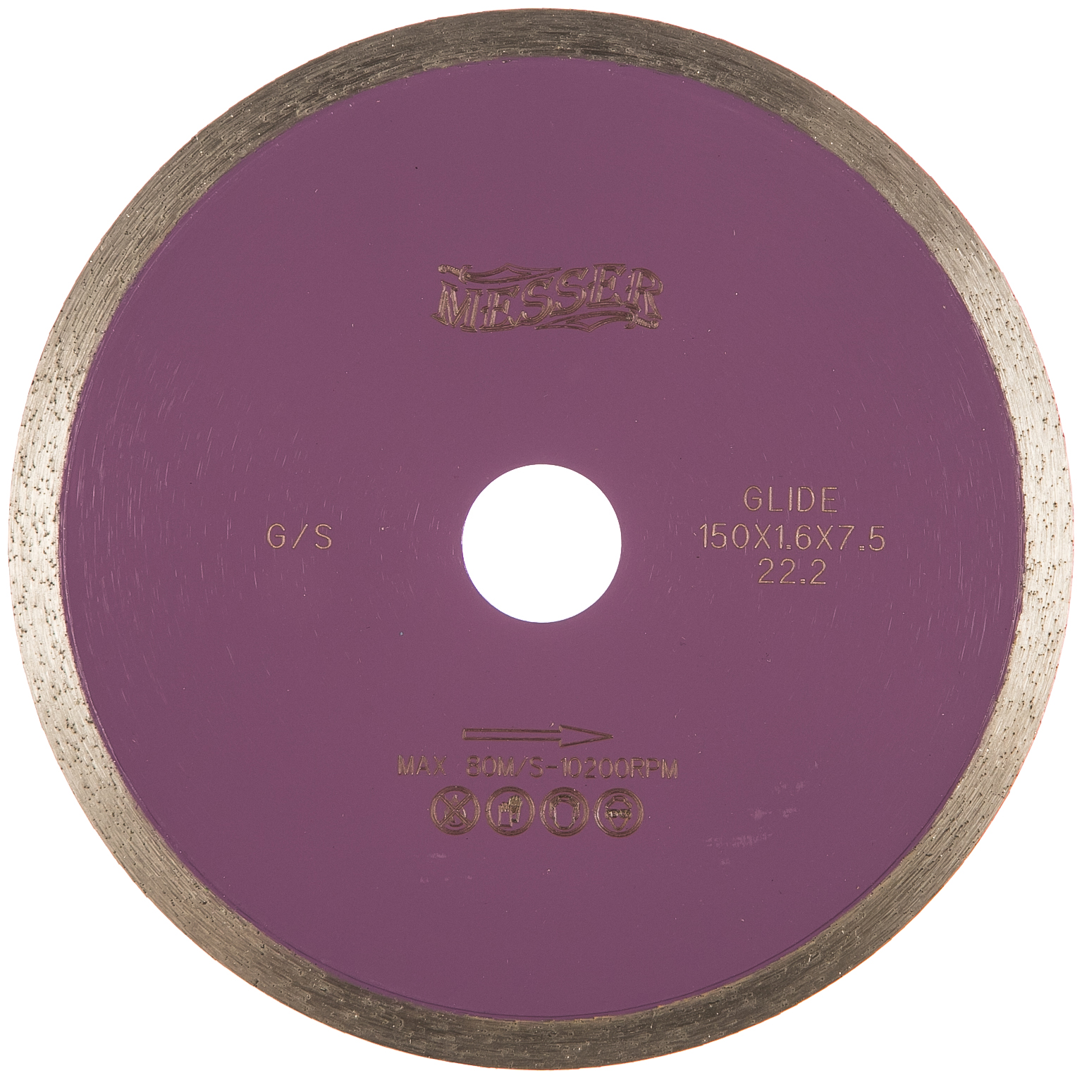 Диск алмазный сплошная кромка G/S по граниту 150D-1.6T-7.5W-22.2 MESSER 01-23-150