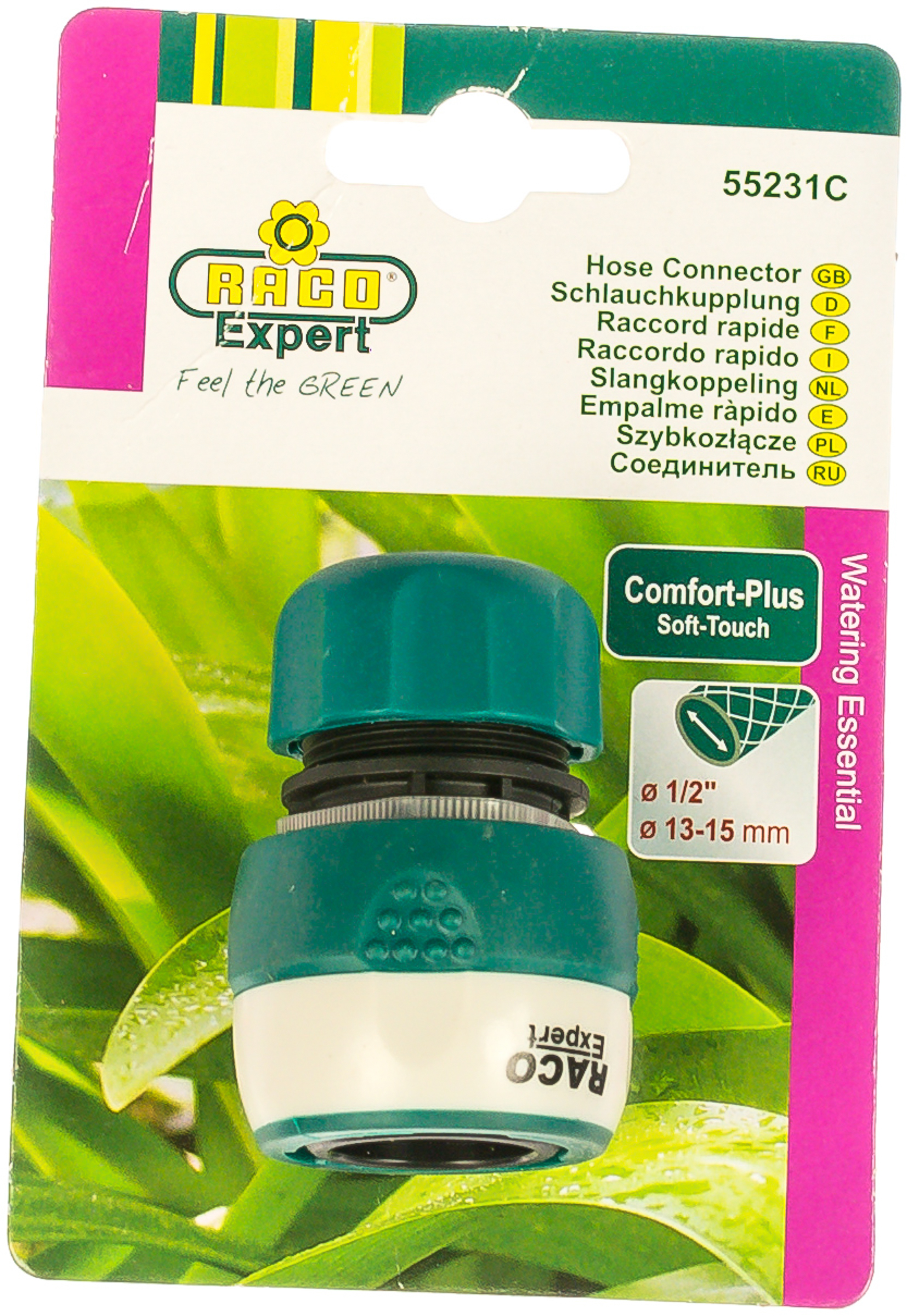 RACO COMFORT-PLUS 1/2", соединитель быстросъёмный для шланга, из ABS-пластика с TPR